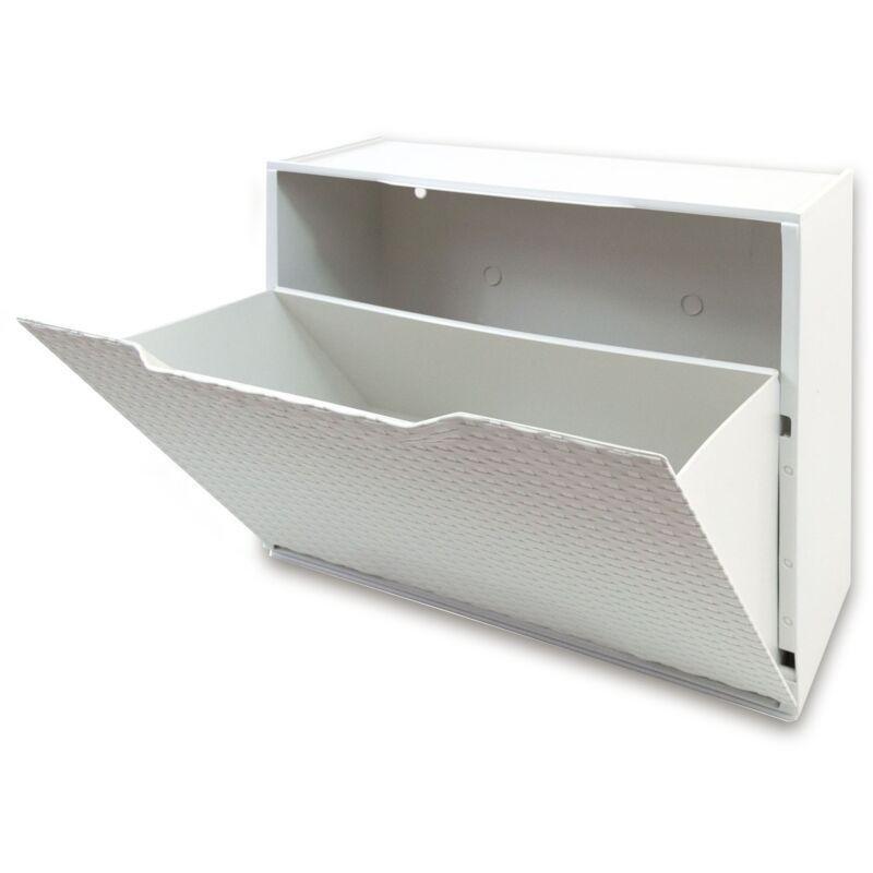 Beyaz Rattan Dokulu İstiflenebilir Plastik Ayakkabılık - 51x18x41 cm - 119833