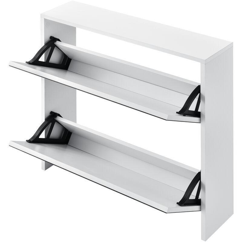 Beyaz Suntalam 2 Düşer Kapaklı Aynalı Ayakkabılık - 63x17x67 cm - 119057