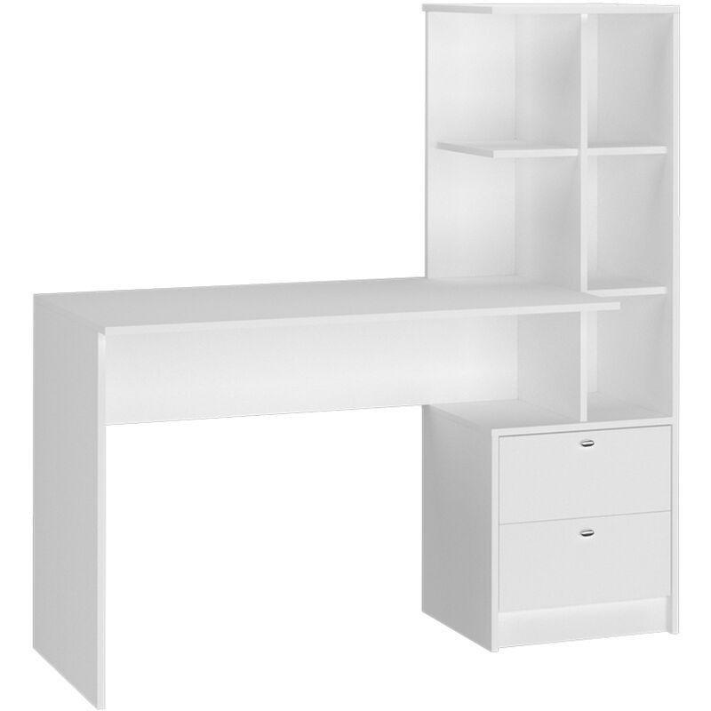 Beyaz Suntalam Melamin Kaplamalı Çekmeceli Raflı Bilgisayar Masası-136x138x55 cm - 114986