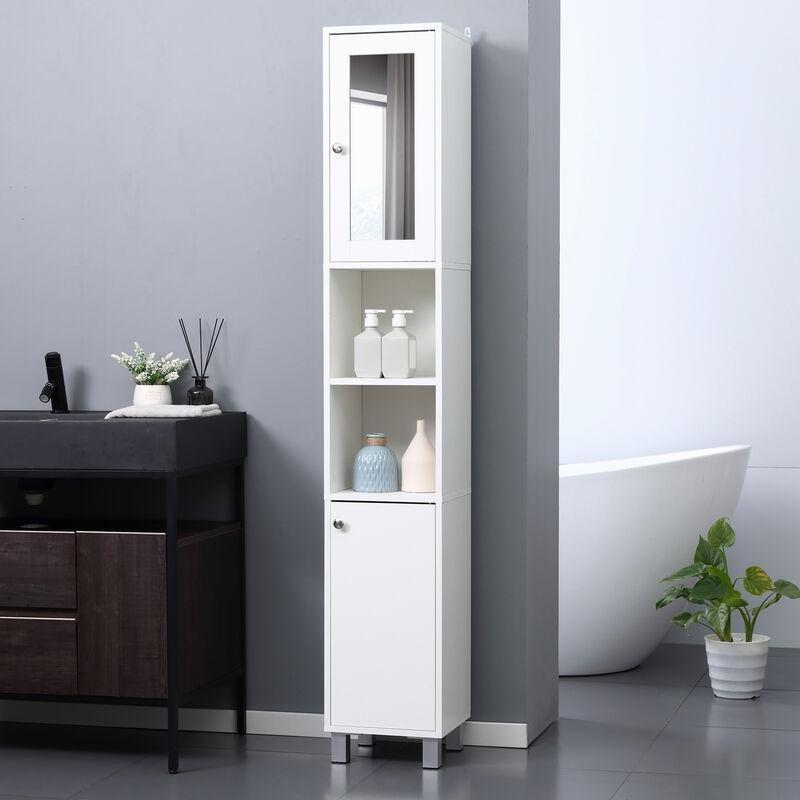Beyaz Suntalam Metal Kulplu Aynalı Banyo Dolabı-30x28x180 cm - 114028