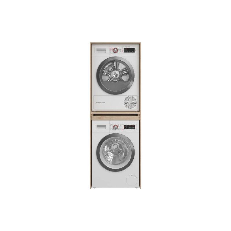 Beyaz Sürgülü Tabletli Çamaşır Makinesi Dolabı-65x65x185 cm - 117969