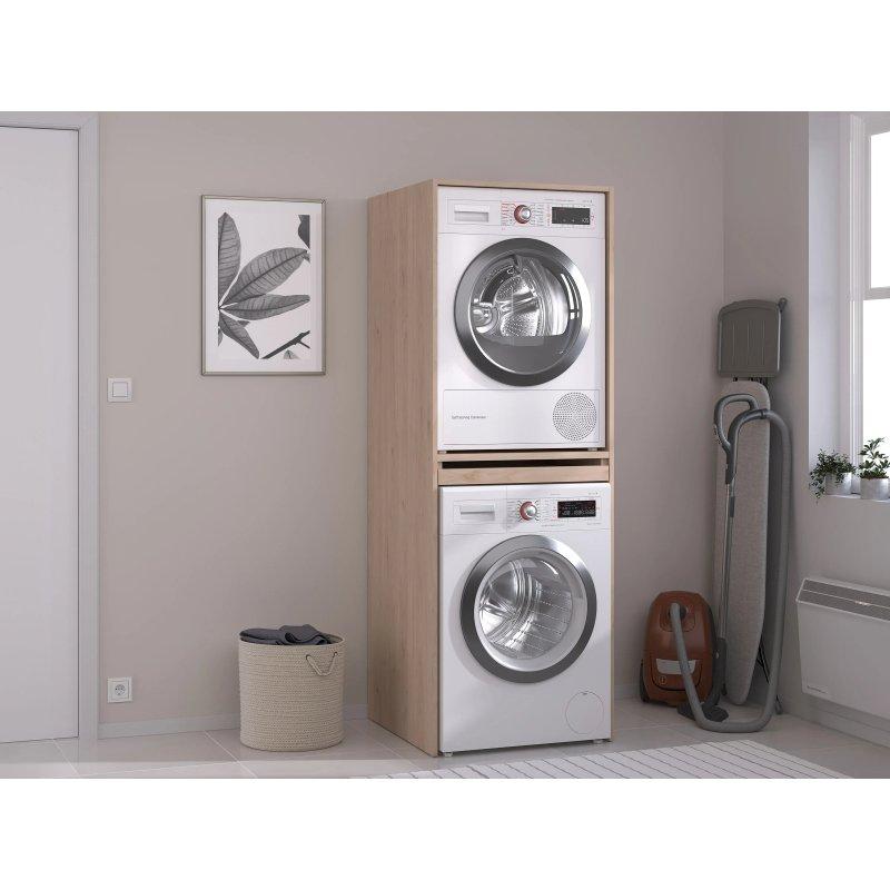 Beyaz Sürgülü Tabletli Çamaşır Makinesi Dolabı-65x65x185 cm - 117969