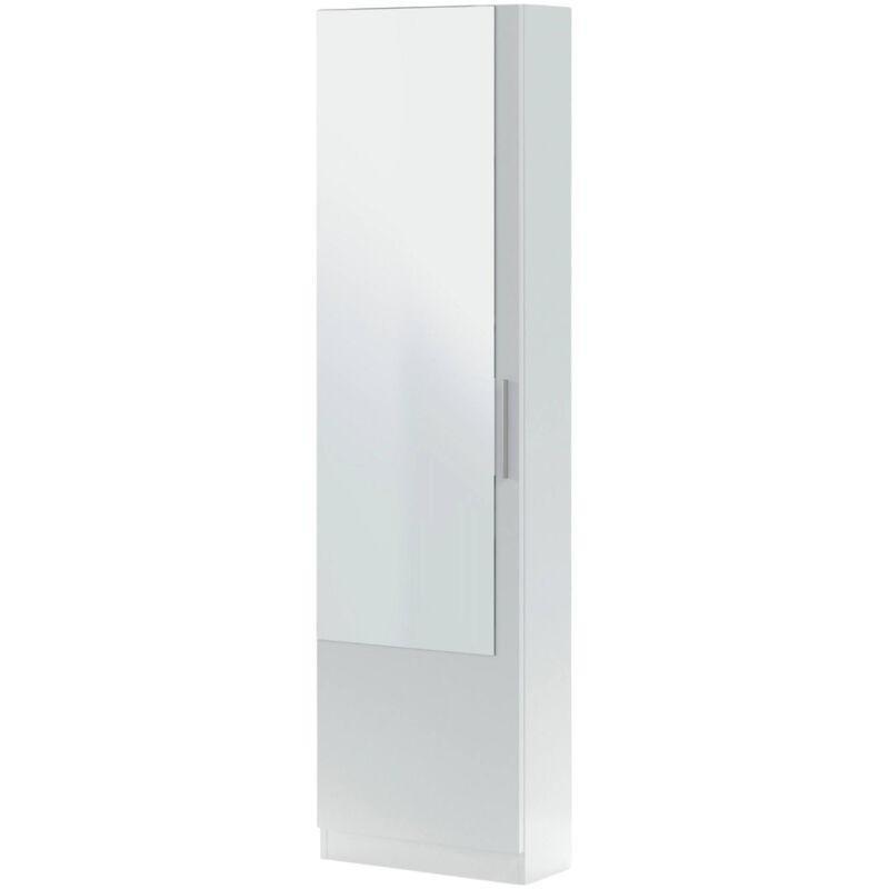Beyaz Tek Kapaklı Yüksek Aynalı Ayakkabılık-50x22x180 cm - 118957