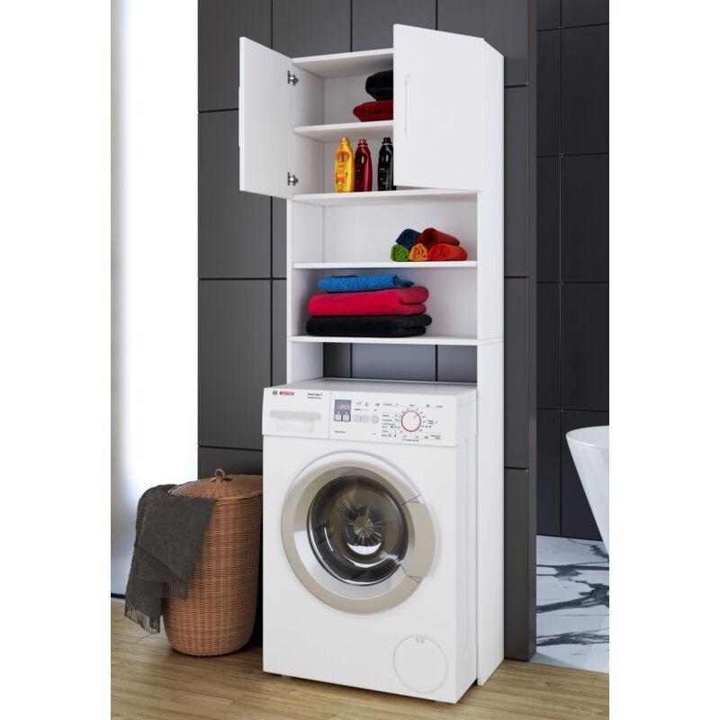 Beyaz VCM 2 Kapaklı Raflı Çamaşır Makinesi Dolabı-64x190x25 cm - 118061