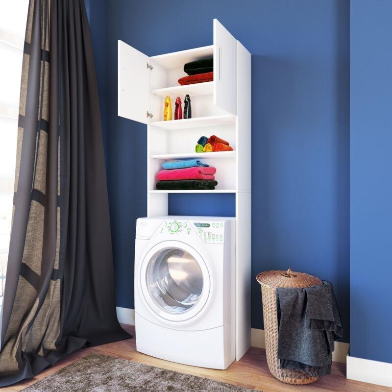 Beyaz VCM 2 Kapaklı Raflı Çamaşır Makinesi Dolabı-64x190x25 cm - 118061