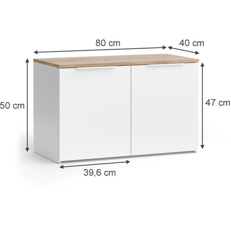 Beyaz ve Antrasit Endüstriyel Ahşap İkili Set Konsol - 80x50x40 cm - 129250
