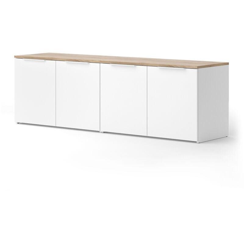 Beyaz ve Antrasit Endüstriyel Ahşap İkili Set Konsol - 80x50x40 cm - 129250
