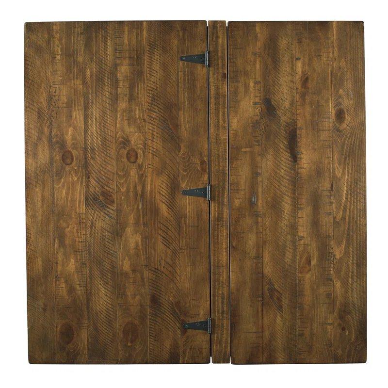 Beyaz ve Kahverengi Masif Ahşap 2 Çekmeceli Eskitme Yarım Ay Oval Dresuar - 122x49x77 cm - 132270