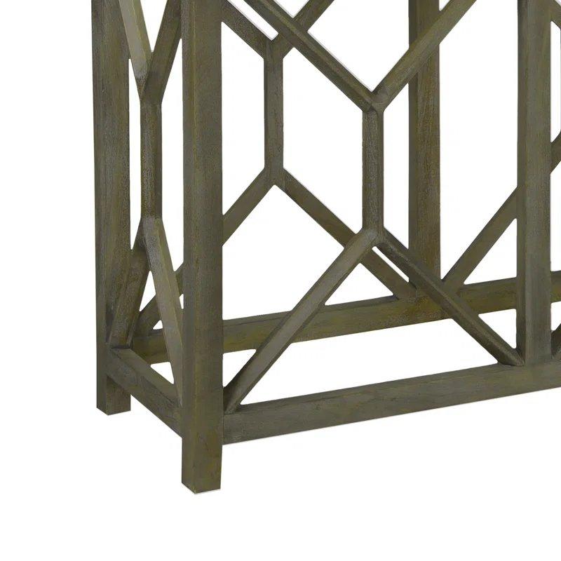 Beyaz ve Kül Grisi Masif Mango Ağacı Geometrik Ayaklı Mermer Dresuar - 105x36x77 cm - 132142