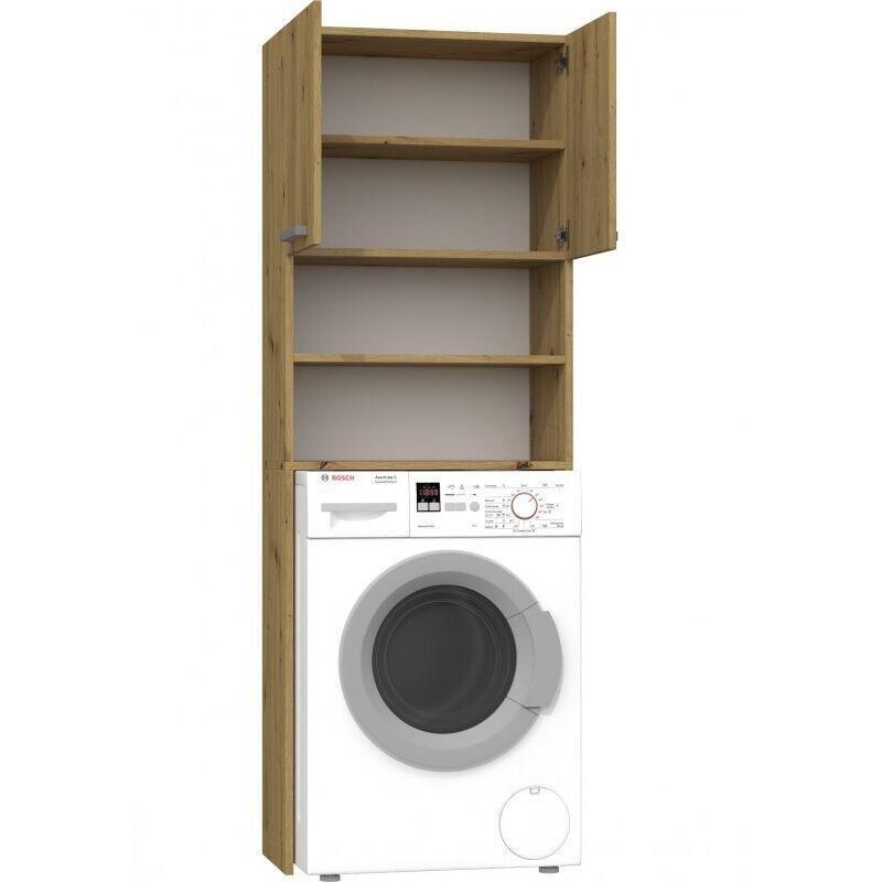 Beyaz Yonga Levha ABS Kenar Modern Çamaşır Makinesi Dolabı-64x183x30 cm - 118135