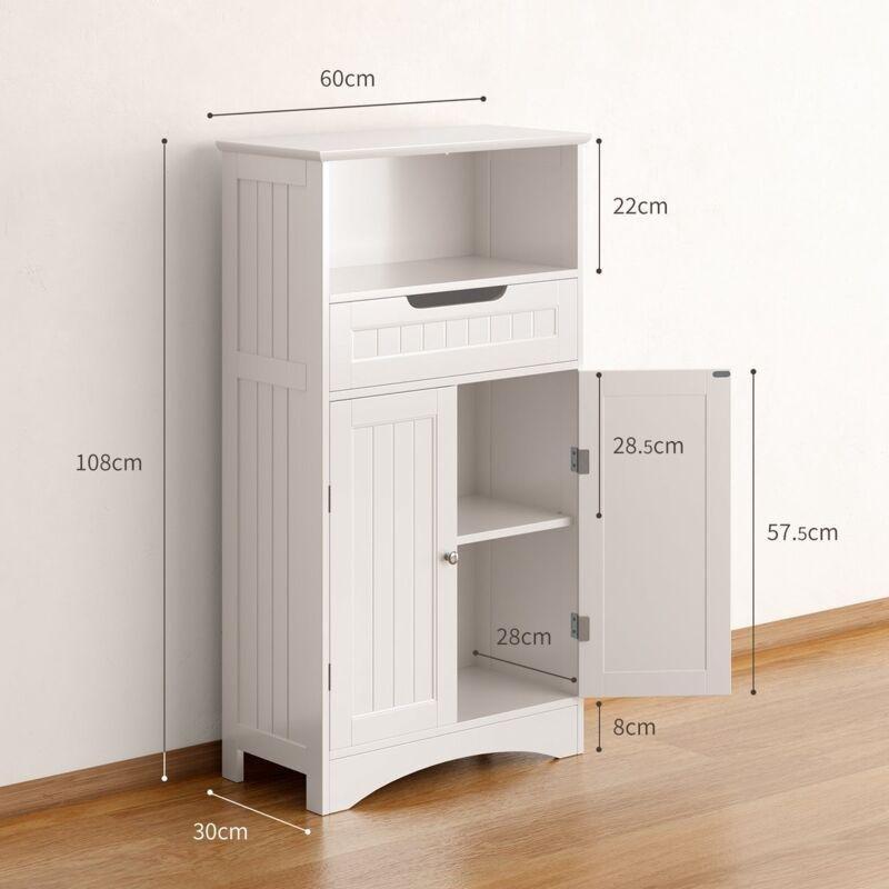 Beyaz Yonga Levha Ayaklı 4 Katlı Raflı Banyo Dolabı-108x60x30 cm - 113777