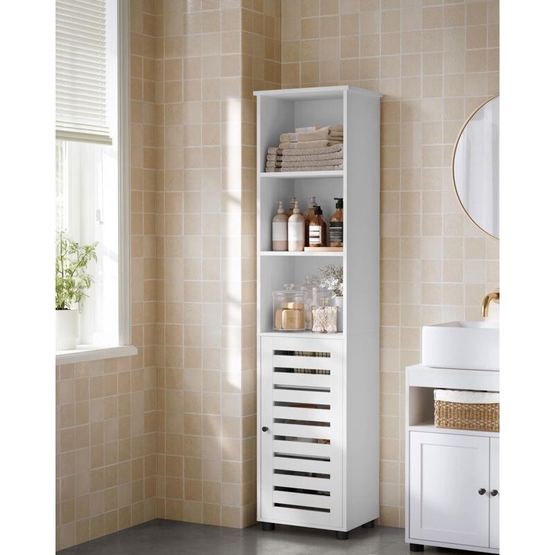 Beyaz Yonga Levha Ayarlanabilir Raflı Banyo Dolabı-30x40x167 cm - 113962