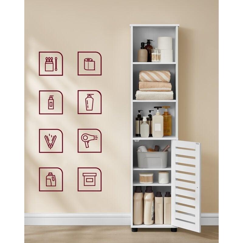 Beyaz Yonga Levha Ayarlanabilir Raflı Banyo Dolabı-30x40x167 cm - 113962