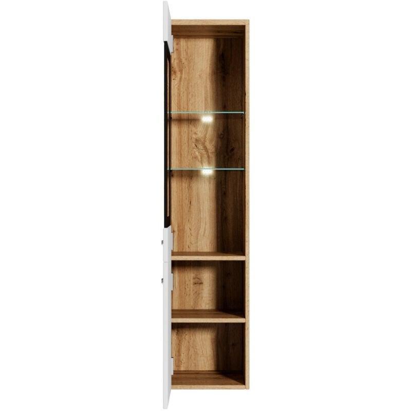 Beyaz Yonga Levha Camlı Ayarlanabilir Kapaklı Banyo Dolabı-30x30x131 cm - 113910