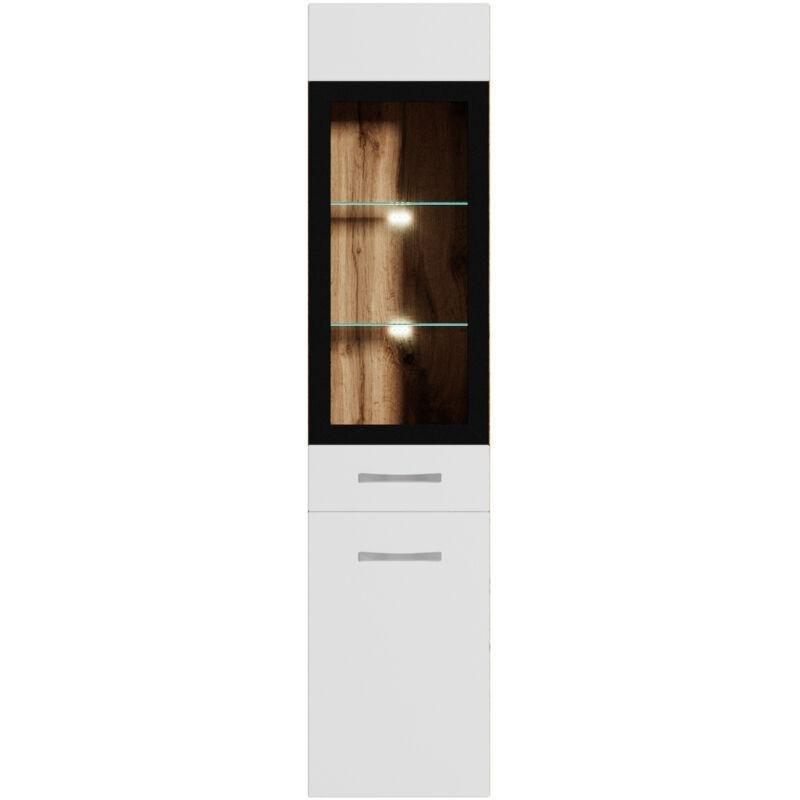 Beyaz Yonga Levha Camlı Ayarlanabilir Kapaklı Banyo Dolabı-30x30x131 cm - 113910