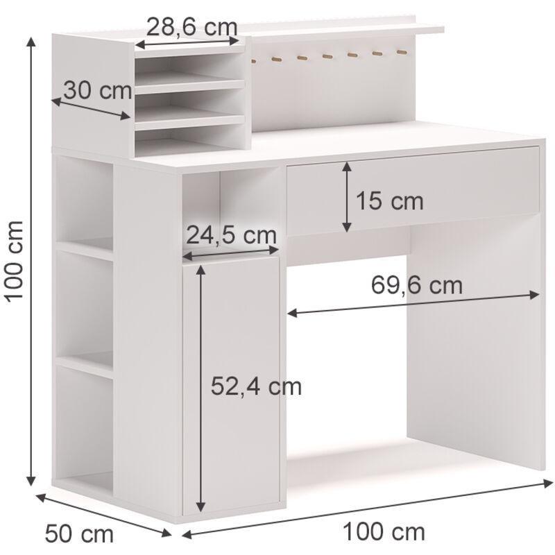 Beyaz Yonga Levha Çekmeceli Ayarlanabilir Bilgisayar Masası-100x100x50 cm - 114317