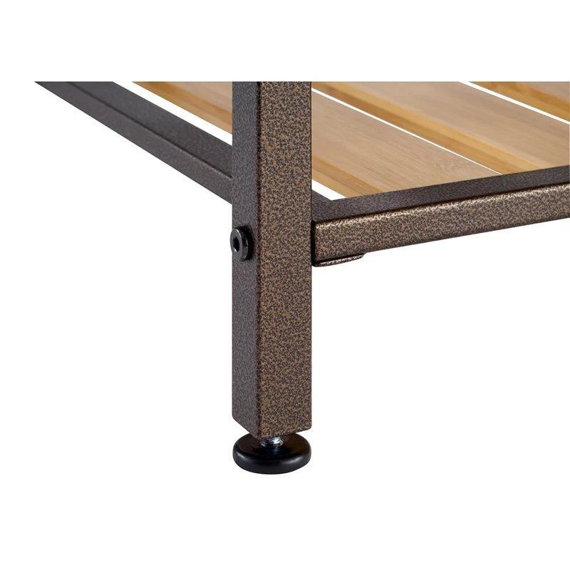 Bronz Antrasit Metal ve Bambu 2 Raflı Oturaklı Ayakkabılık Bench - 107x36x46 cm - 120610