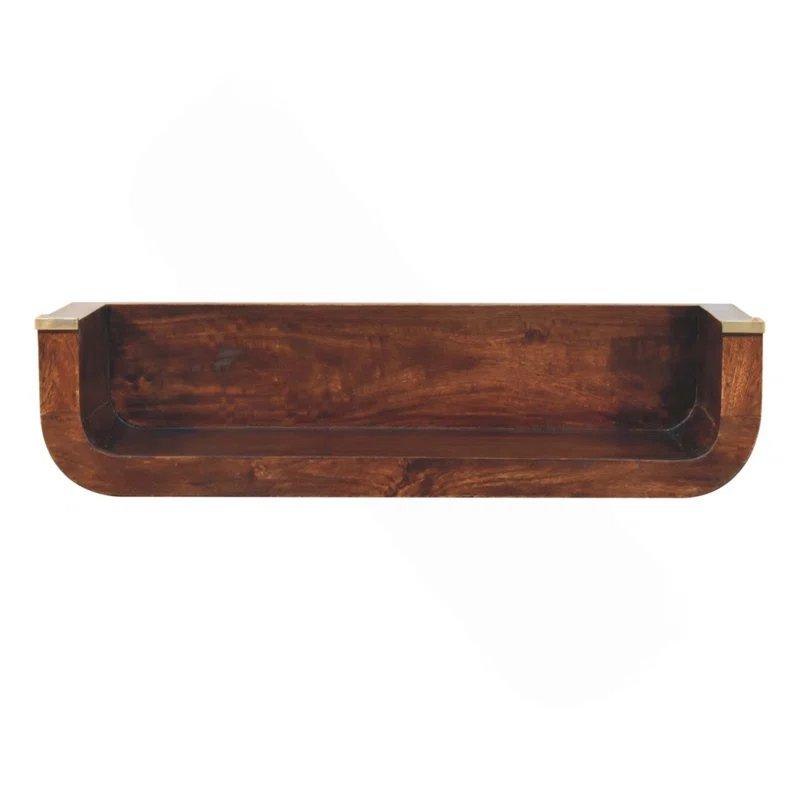 California Ceviz Masif Mango Ağacı Yuvarlak Hatlı Duvara Monte Dresuar - 90x30 cm - 131819