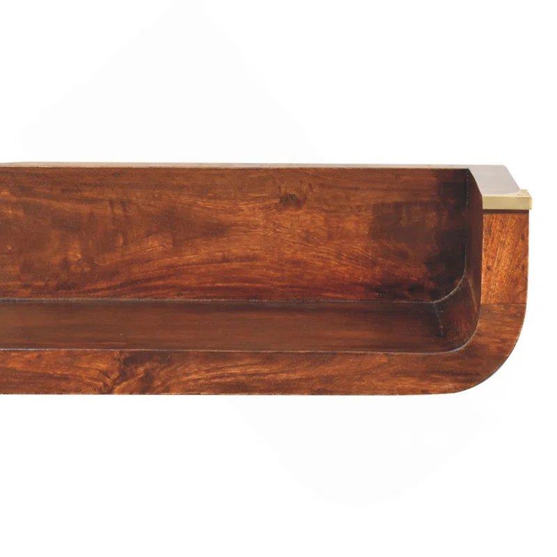 California Ceviz Masif Mango Ağacı Yuvarlak Hatlı Duvara Monte Dresuar - 90x30 cm - 131819