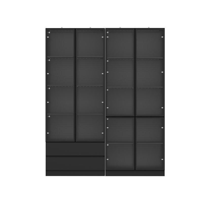 Cam Kapaklı LED Işıklı Çekmeceli Ahşap Kitaplık - 160x200 cm - 141478