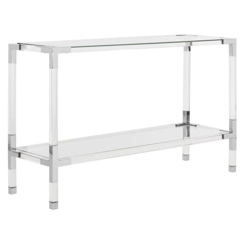 Cam ve Akrilik Metal Detaylı Raflı Şeffaf Dresuar - 120x40x77 cm - 132792