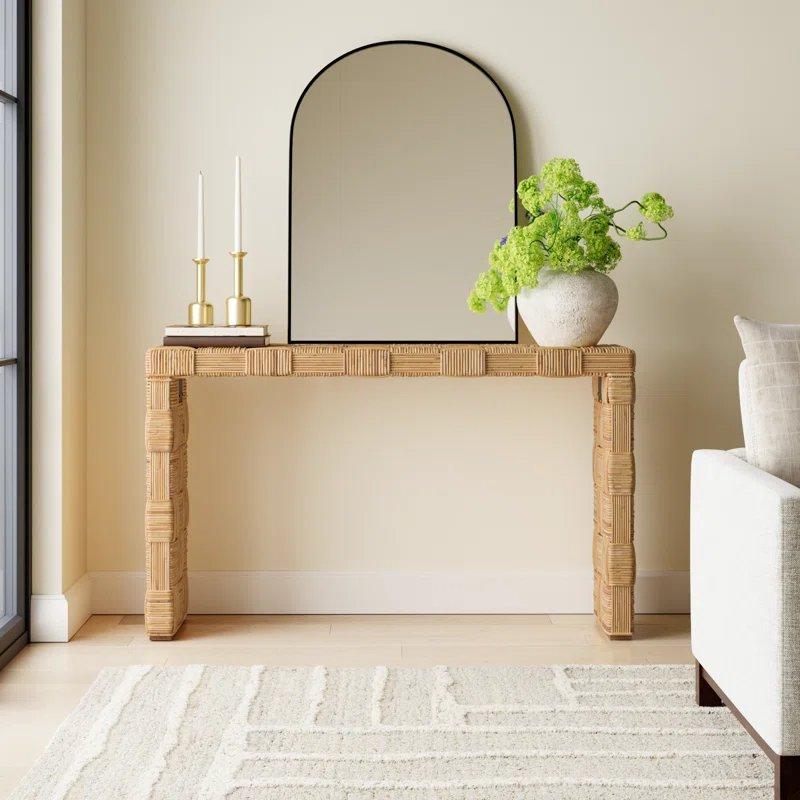 Çapraz Örgü Desenli Kızak Ayaklı Rattan Dresuar - 130 cm - 132365