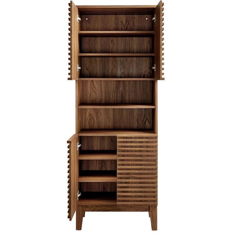 Ceviz Ahşap Görünümlü Laminat Ayarlanabilir Raflı Ceviz Banyo Dolabı-161x60x33 cm - 114079