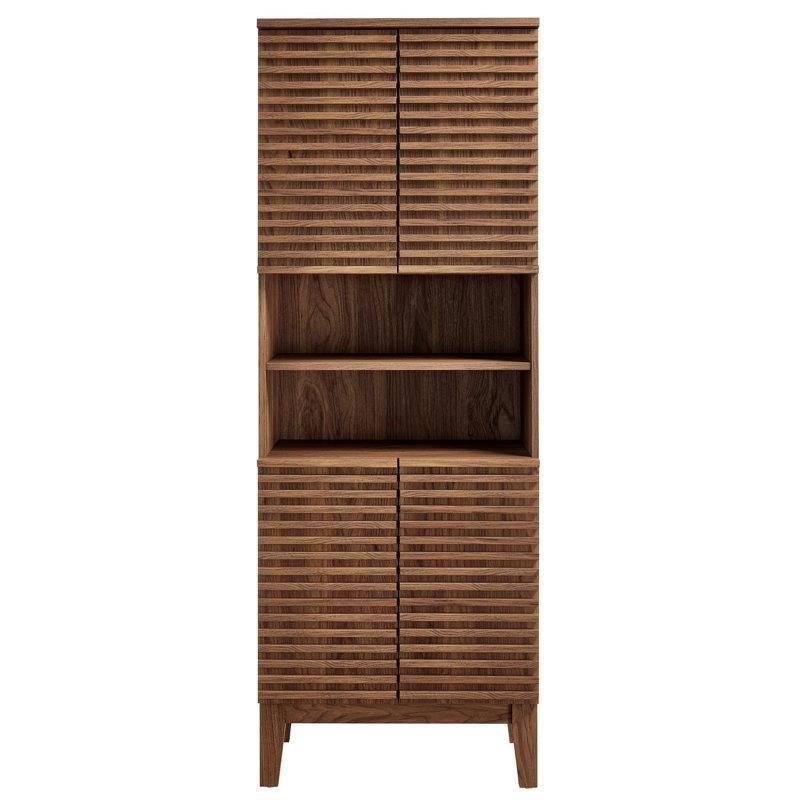 Ceviz Ahşap Görünümlü Laminat Ayarlanabilir Raflı Ceviz Banyo Dolabı-161x60x33 cm - 114079
