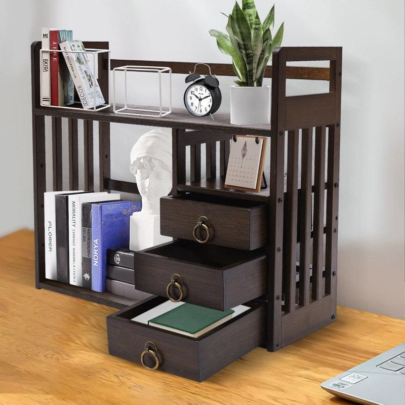 Ceviz Bambu 3 Çekmeceli Masaüstü Düzenleyici Kitaplık - 50x19x45 cm - 141469