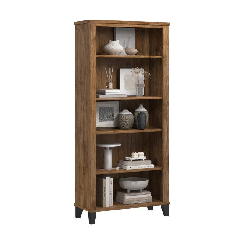 Ceviz Endüstriyel Ahşap 5 Raflı Ayarlanabilir Kitaplık - 74x33x166 cm - 142045