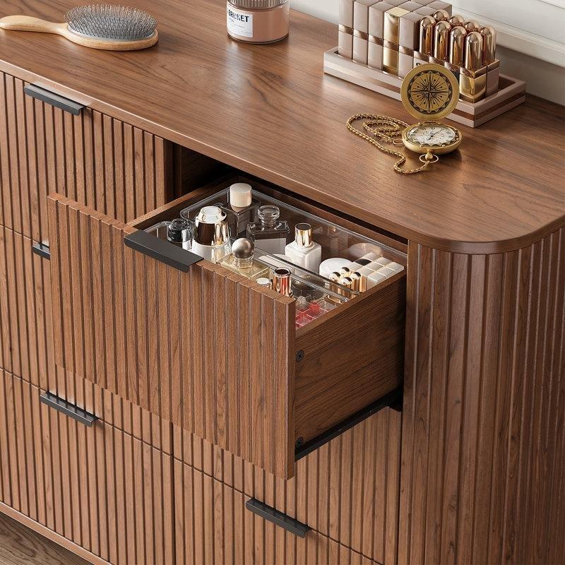 Ceviz Endüstriyel Ahşap 9 Çekmeceli Retro Şifonyer-134 cm - 122734