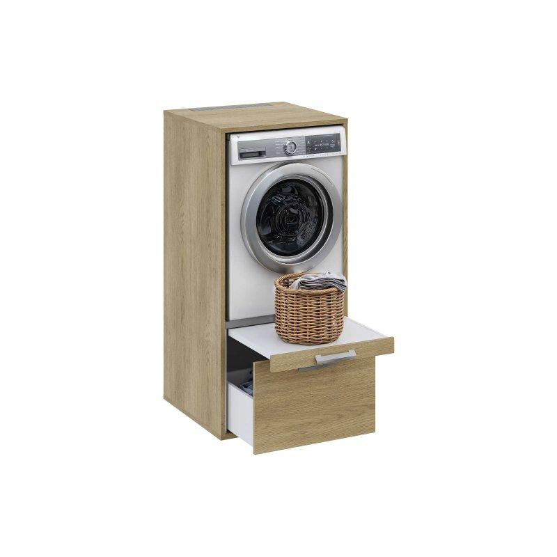 Ceviz Endüstriyel Ahşap Anti Devrilme Çamaşır Makinesi Dolabı-68x144x66 cm - 117888