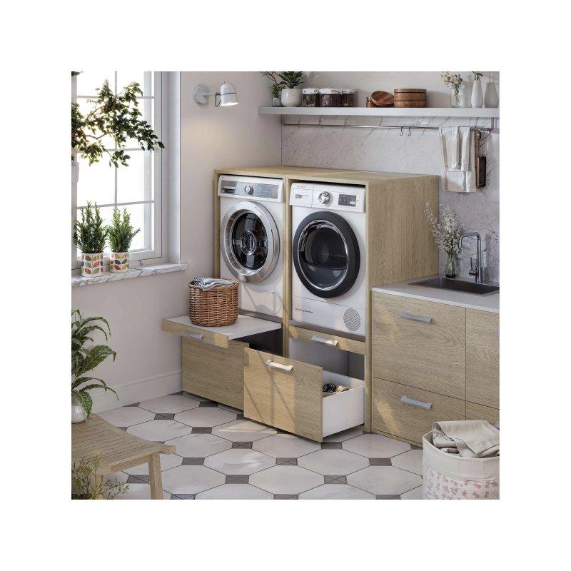 Ceviz Endüstriyel Ahşap Anti Devrilme Çamaşır Makinesi Dolabı-68x144x66 cm - 117888