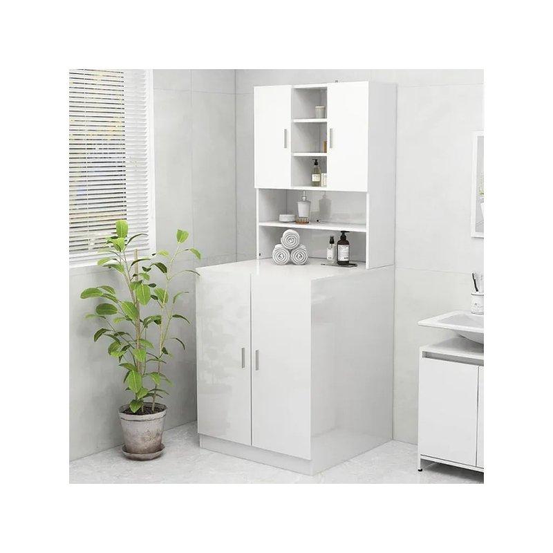 Ceviz Endüstriyel Ahşap Kapaklı Çamaşır Makinesi Dolabı-71x26x90 cm - 117951