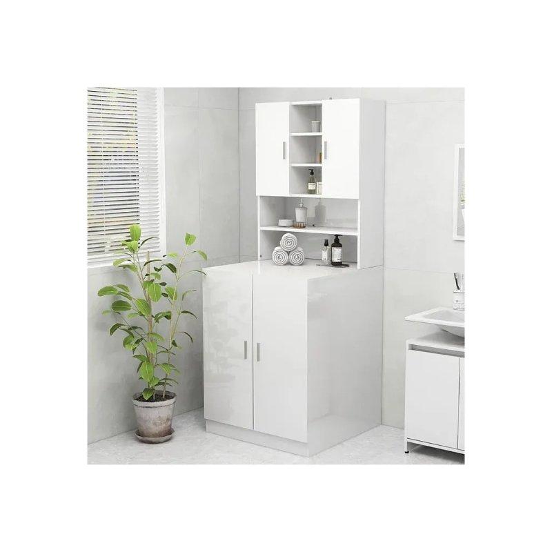 Ceviz Endüstriyel Ahşap Kapaklı Çamaşır Makinesi Dolabı-71x26x90 cm - 117951