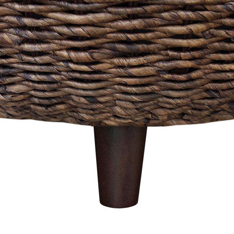 Ceviz Hasır Temperli Cam Üstlü Hasır Cam Sehpa-80x80x41 cm - 117546
