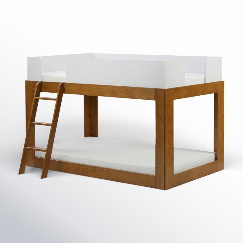 Ceviz Masif Ahşap Yeri Değiştirilebilir Merdivenli Ranza - 107x198 cm - 124641