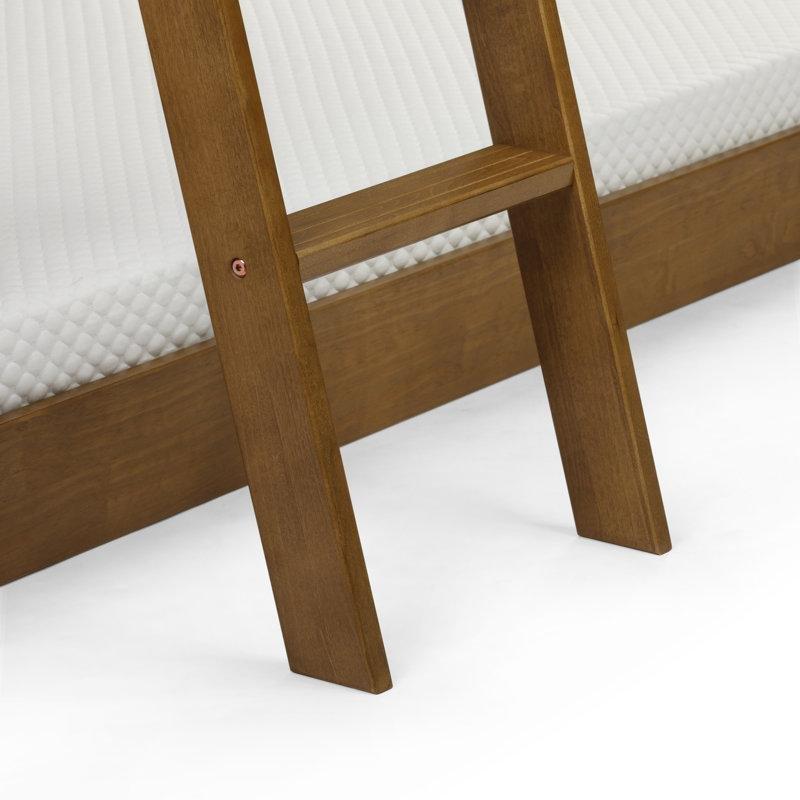 Ceviz Masif Ahşap Yeri Değiştirilebilir Merdivenli Ranza - 107x198 cm - 124641