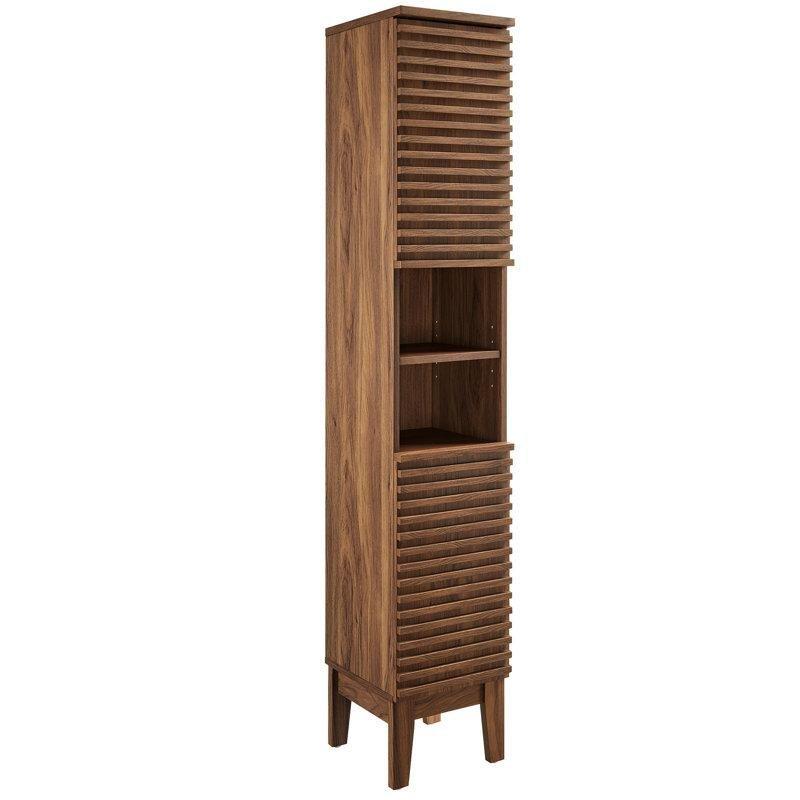 Ceviz MDF Raflı Ayaklı Banyo Dolabı-162x30x33 cm - 114076