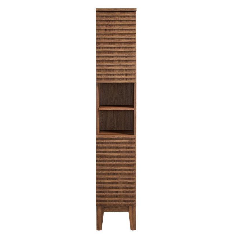 Ceviz MDF Raflı Ayaklı Banyo Dolabı-162x30x33 cm - 114076