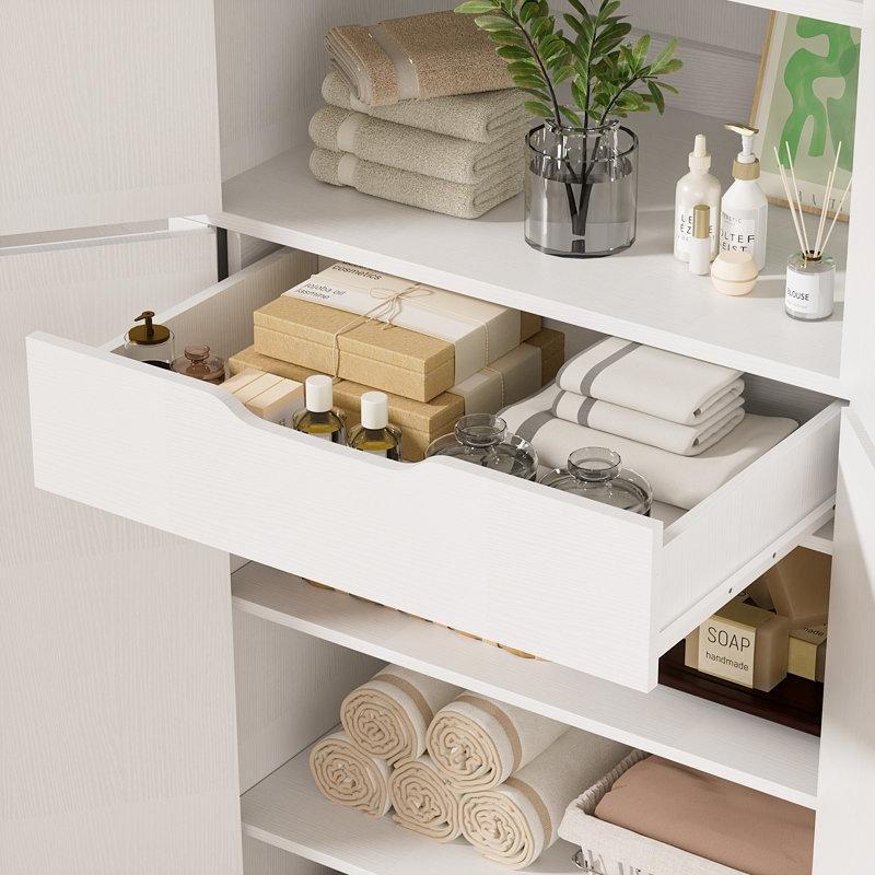 Ceviz Mühendislik Ahşap Raflı Çekmeceli Ceviz Banyo Dolabı-181x60x41 cm - 114070