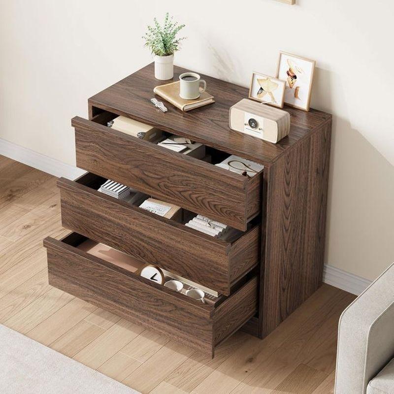 Ceviz Rengi Ahşap Masif Ayaklı 3 Çekmeceli Şifonyer - 75 x 40 x 78 cm - 123681