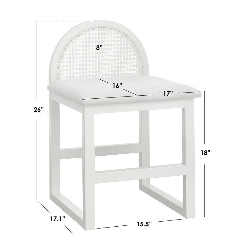 Ceviz Rengi Ahşap ve Rattan Detaylı Açılır Aynalı Dolaplı Tabureli Makyaj Masası - 100x49 cm - 121633