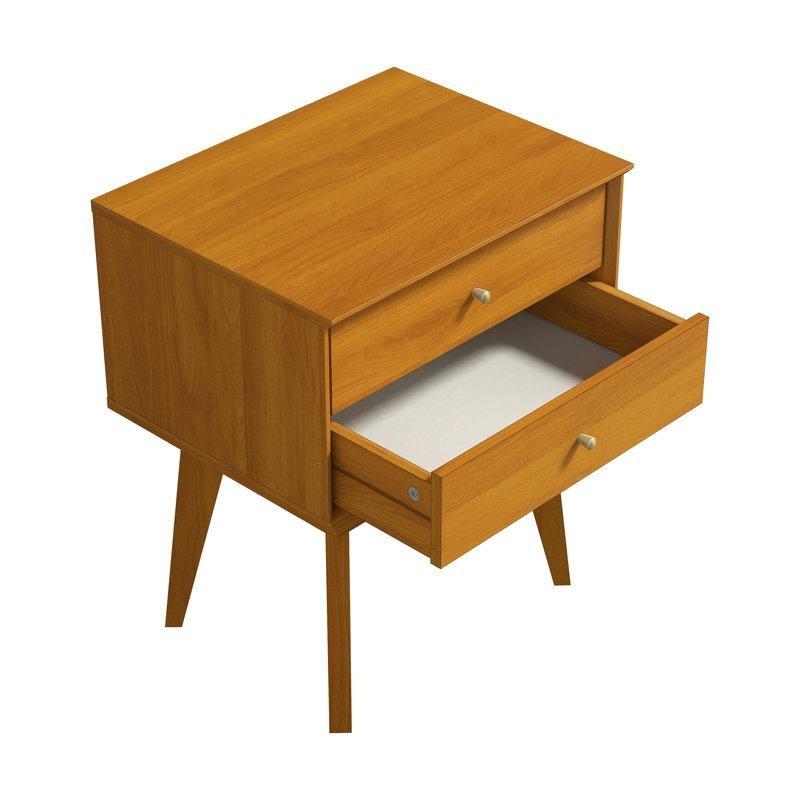 Ceviz Rengi Endüstriyel Ahşap 2 Çekmeceli Pirinç Kulplu Komodin - 46x37x56 cm - 127499