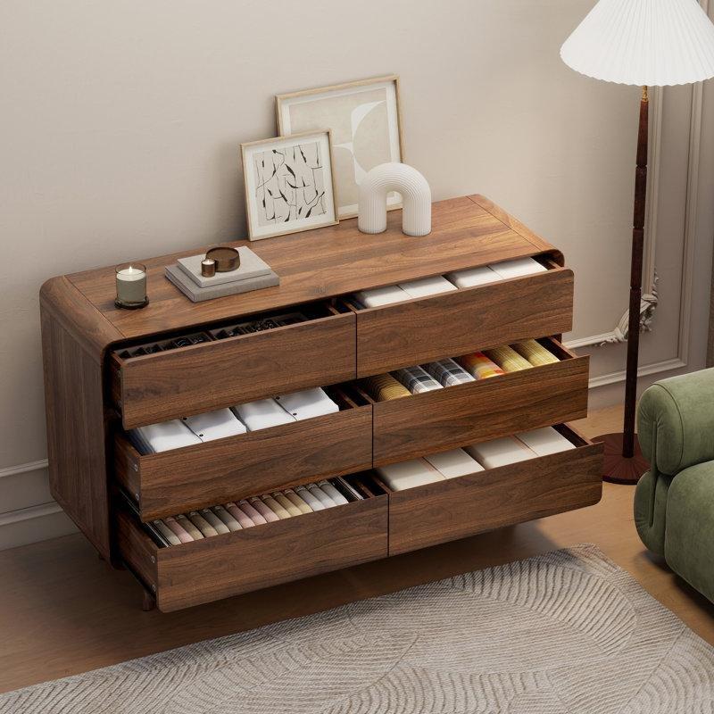 Ceviz Rengi Endüstriyel Ahşap 6 Çekmeceli Retro Şifonyer - 120x41x78 cm - 122782