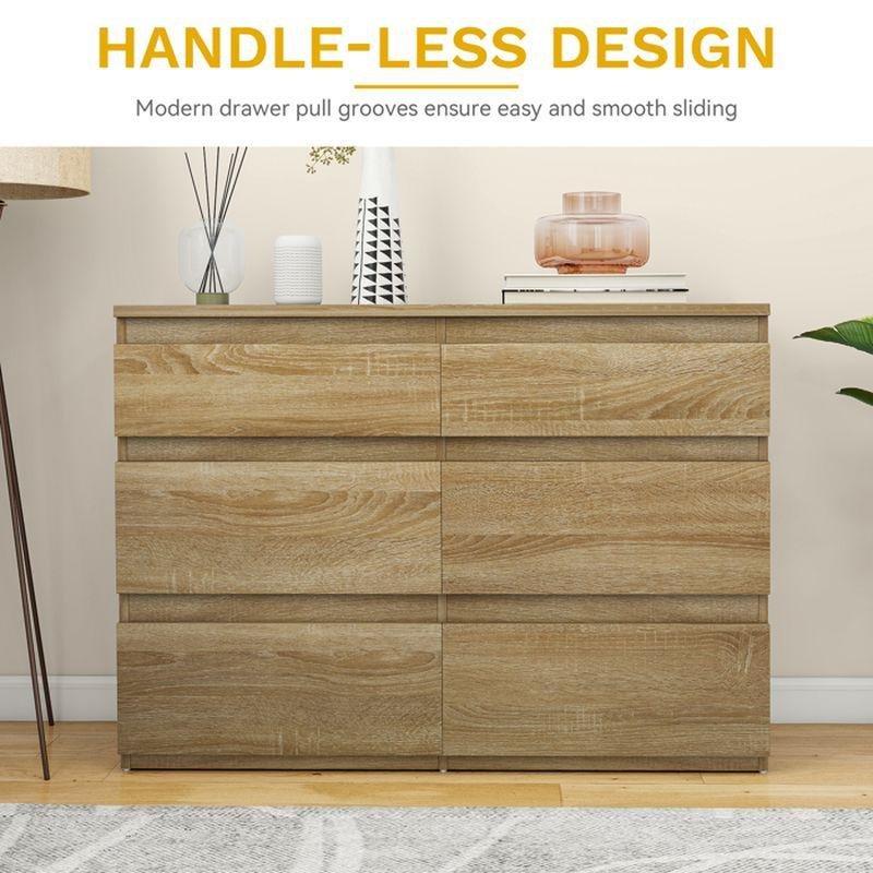 Ceviz Rengi MDF ve Yonga Levha 6 Çekmeceli Şifonyer - 100x30x70 cm - 123780
