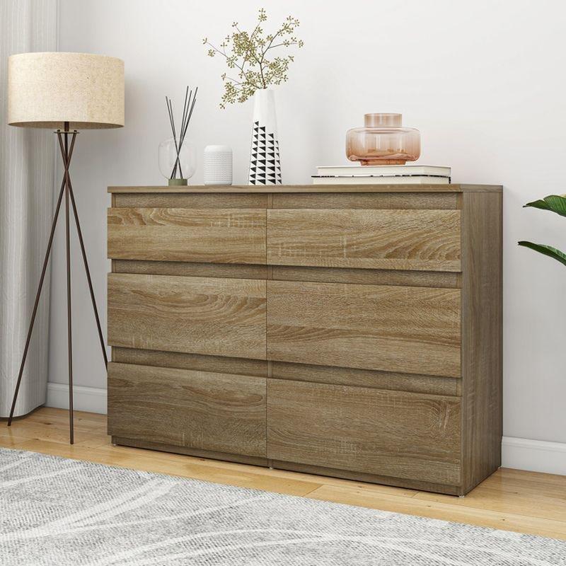 Ceviz Rengi MDF ve Yonga Levha 6 Çekmeceli Şifonyer - 100x30x70 cm - 123780