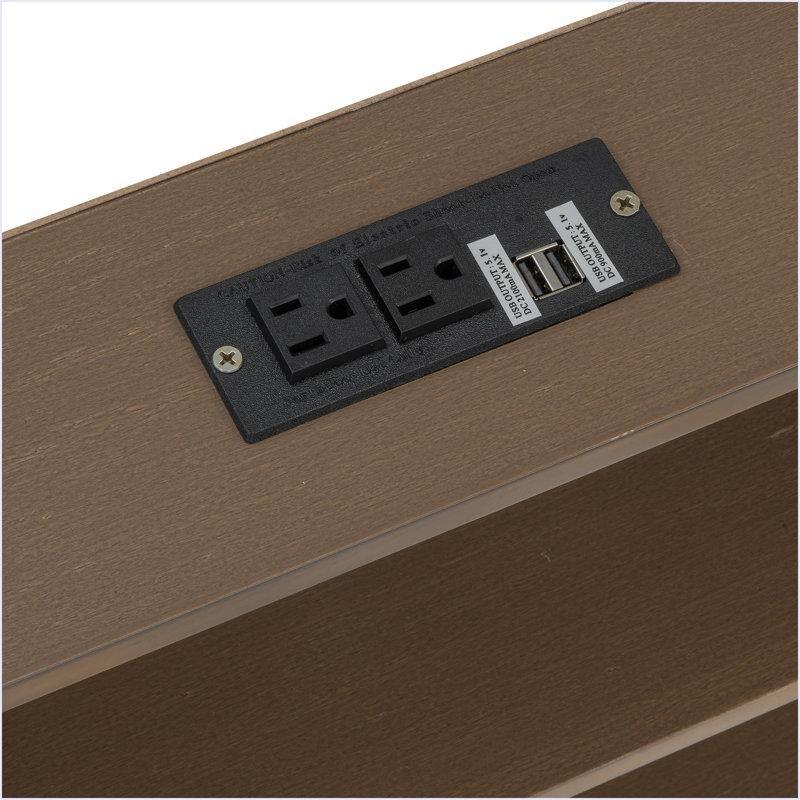 Ceviz Renk Masif ve Endüstriyel Ahşap USB Girişli ve Raflı Geniş Ranza - 167x217 cm - 124761