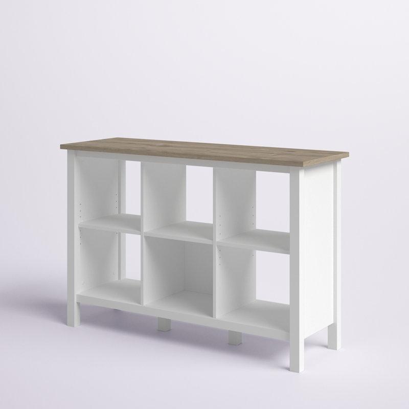 Çift Renkli Endüstriyel Ahşap 6 Bölmeli Ayarlanabilir Raflı Yatay Kitaplık - 115x39x77 cm - 142024