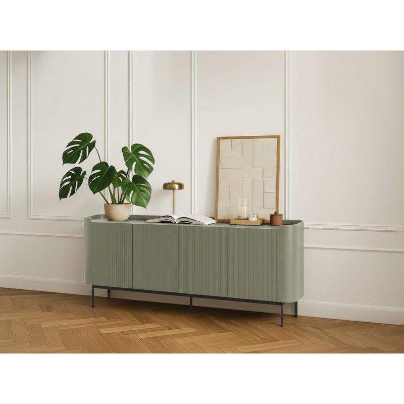 Çıtalı Tasarım MDF ve Metal Ayaklı 4 Kapaklı Konsol - 200 cm - 129482